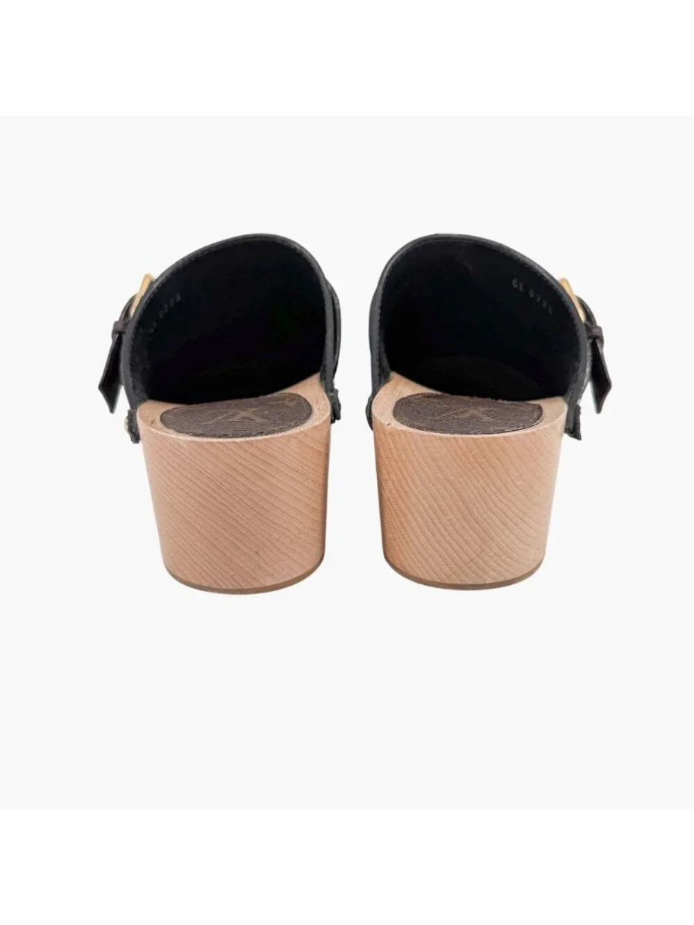 Louis Vuitton LV Cottage Mule Clogs Black Leather Size 39 US 9 Women's Wooden